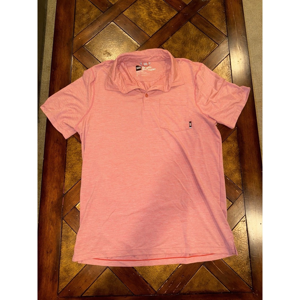 SAXX Polo Shirt Mens Medium DropTemp All Day Cooling UPF‎ Performance Stretch
